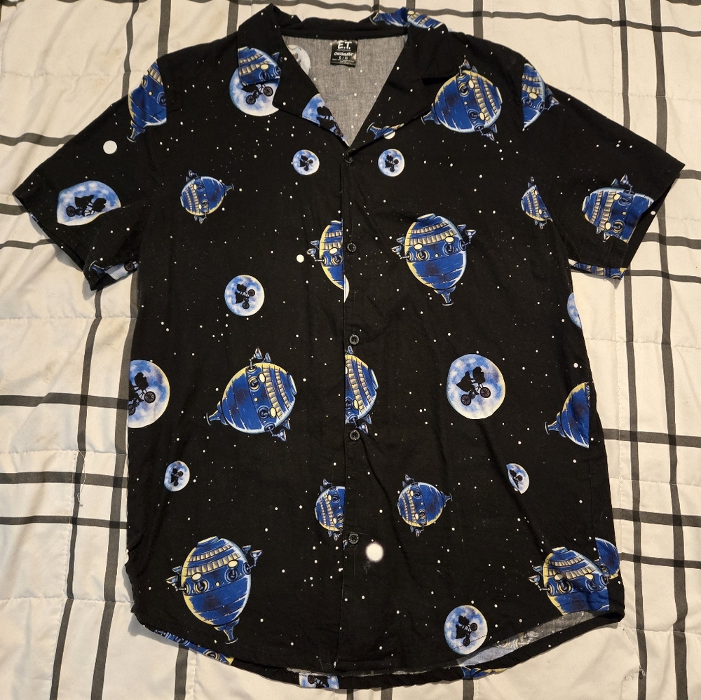 Cakeworthy Universal Studios E.T. Space Print Button Up Shirt Unisex Large
